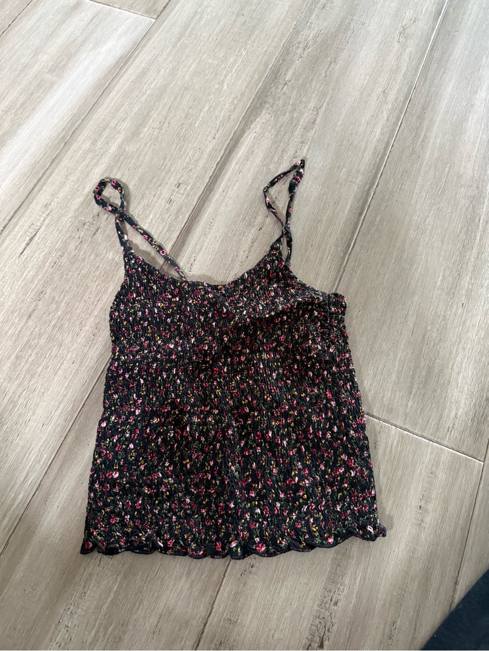 Hollister Black Floral Smocked Cami